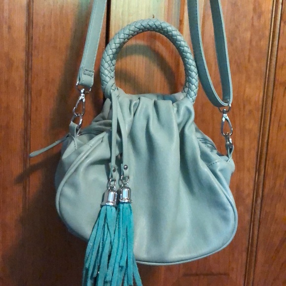 Handbags - Cute turquoise satchel & shoulder bag with tassel